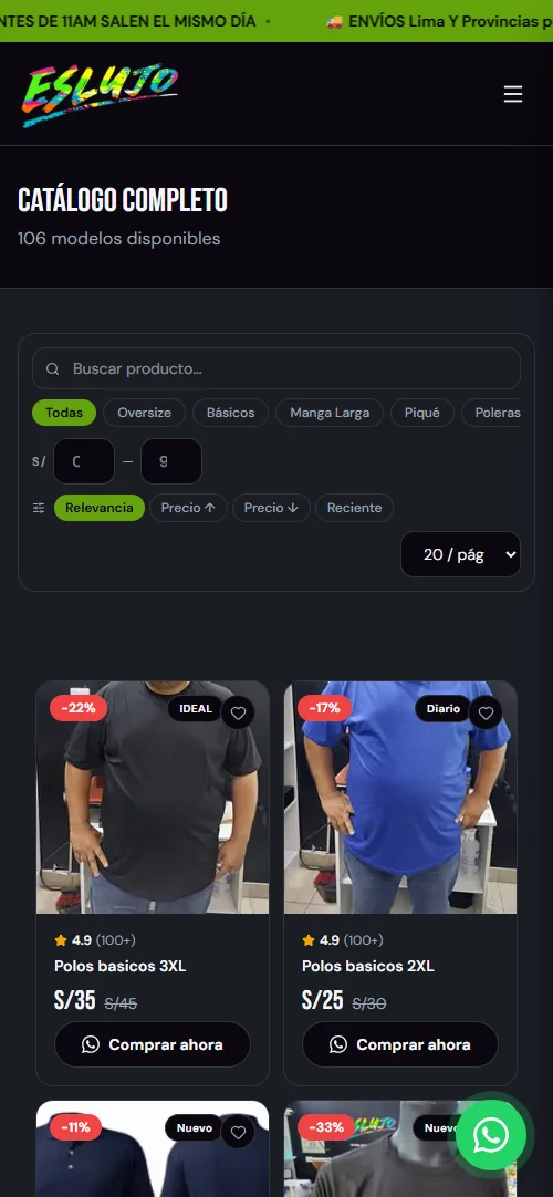 Catálogo de eslujoperu.com en el teléfono
